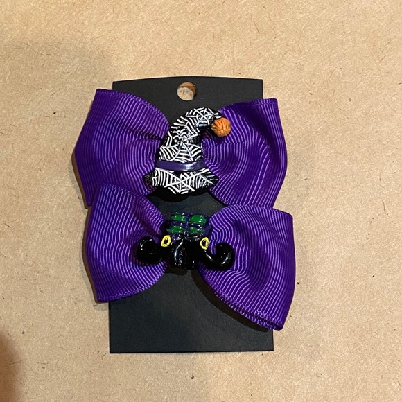 Other - Host pick! 9/20 Halloween handmade hair bows Witchy set of 2 bows 🎃